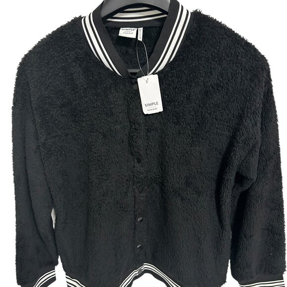 Simple Suzanne Betro Fleece Full Button Sweater Jacket Size 1X Black NWT - Picture 1 of 6